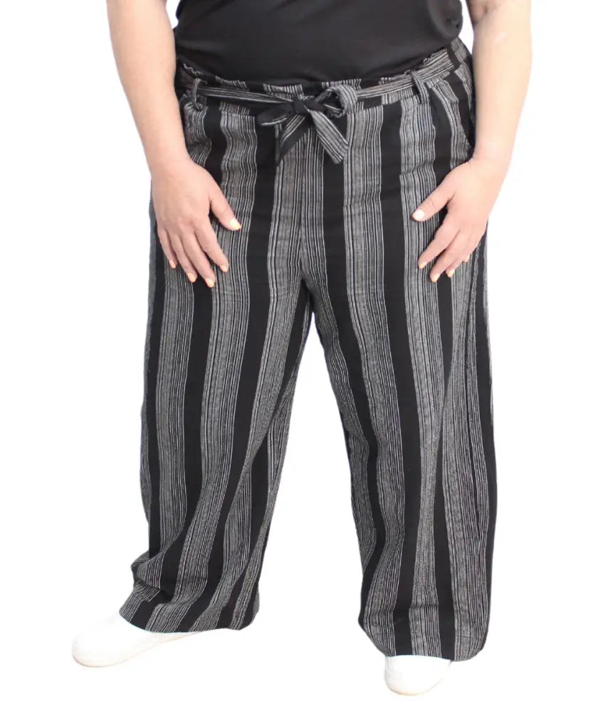 Ladies Stripe Wide Leg Pants