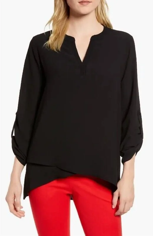 Women's X International Women's Day Erin Cross Front Tunic Blouse In Black