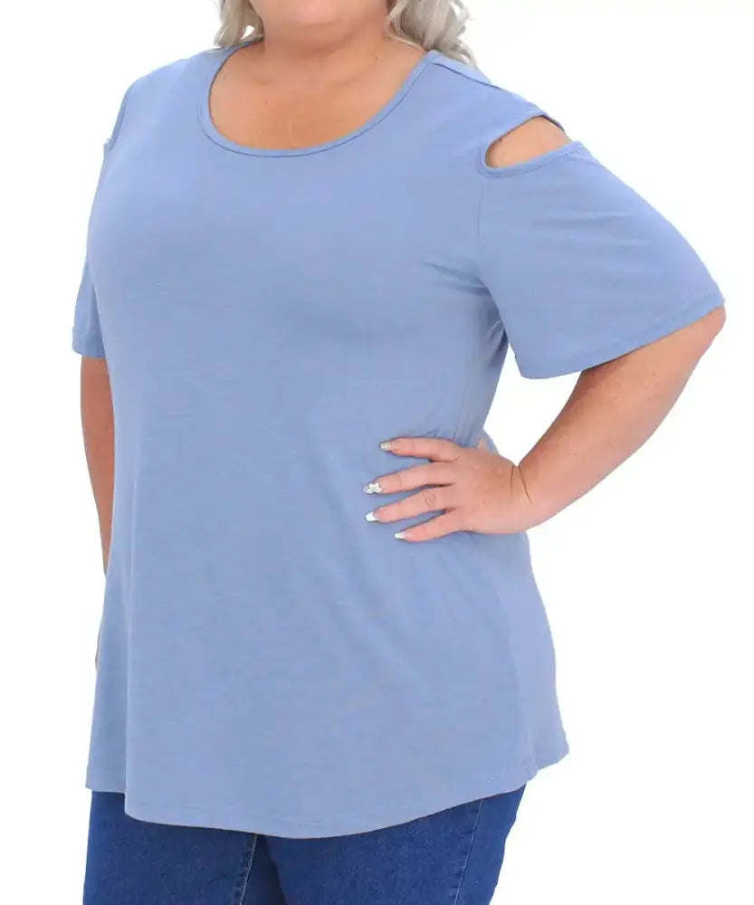 Ladies Plain Cold Shoulder Top