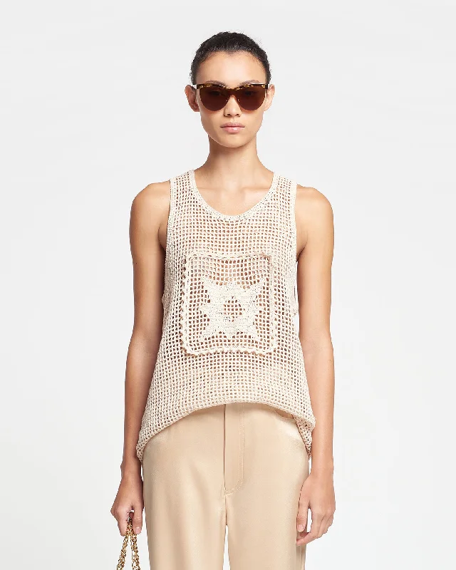 Myrtille - Crochet Lace Tank Top - Creme