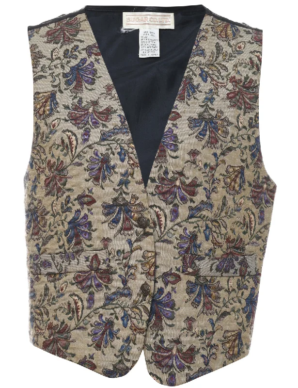 Floral Pattern Tapestry Waistcoat - L