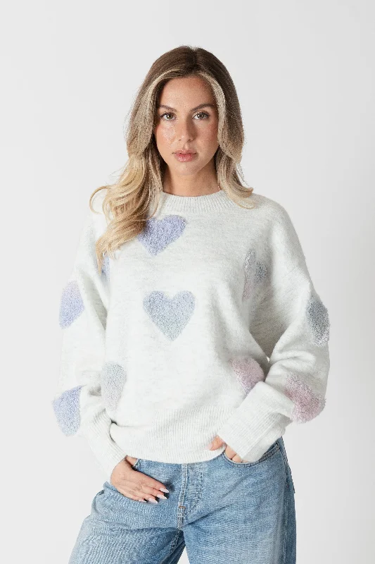 Sherpa Hearts Sweater (Ice)