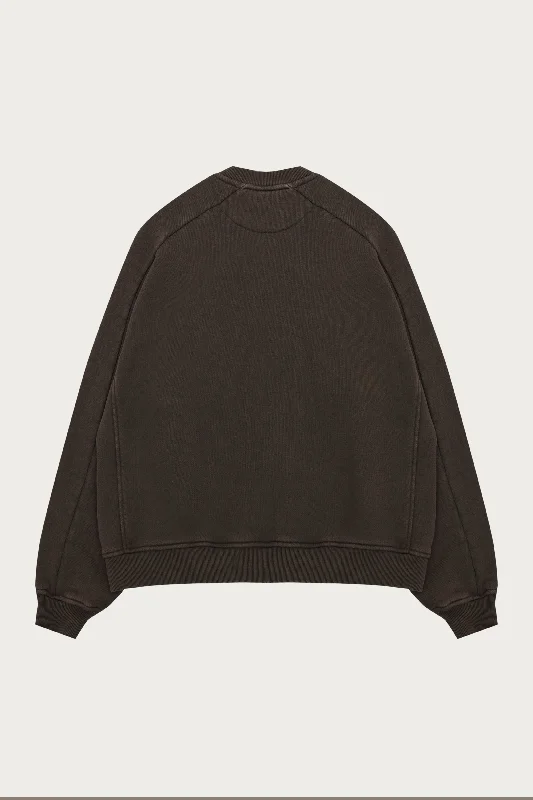 LAUNDERED CLASSICS SEAM DETAIL SWEATSHIRT - WASHED BROWN