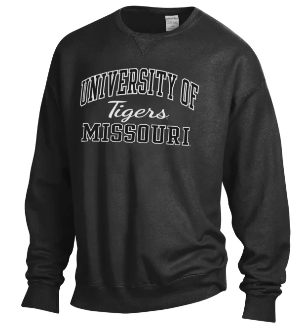 Mizzou Tigers GEAR for Sports Comfort Wash Puff Ink Black Crew Sweatshirt