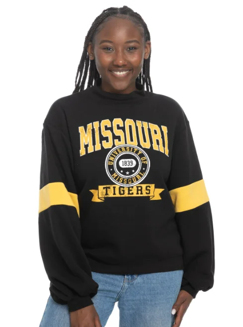 Mizzou Tigers Juniors Mock Neck University of Missouri Black Sweatshirt