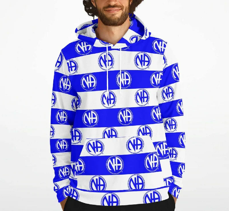 Striped NA Symbol Blue AOP Hoodie