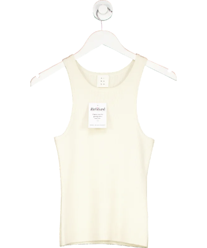 almada label Cream Luna Tank Top Cashmere Wool Blend UK S