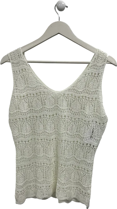 Cream Crochet Tank Top UK S