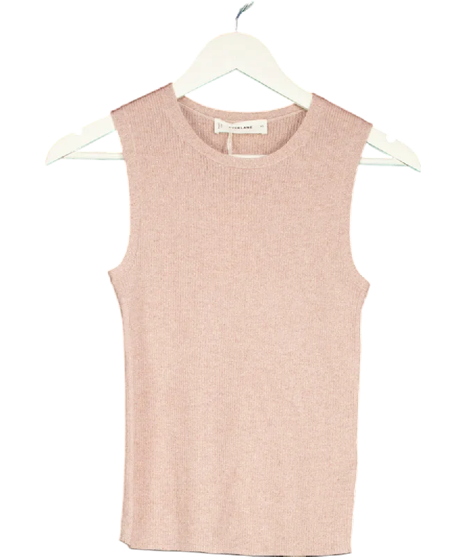 EVERLANE Pink Lurex Merino Wool Blend Tank Top UK XS